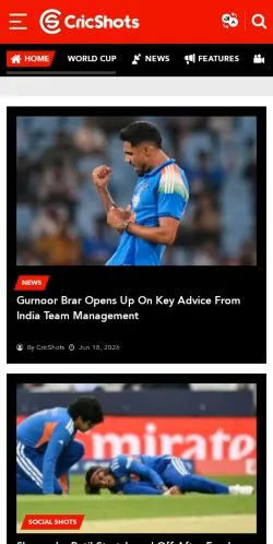 Vorschau der Website CricShots, Medium aus Vereinigte Staaten für gesponserte Artikel