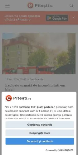 스폰서 기사용 루마니아 매체 ePitești 사이트 미리보기