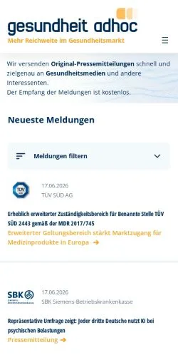 Anteprima del sito Gesundheit Adhoc, media di Germania per articoli sponsorizzati