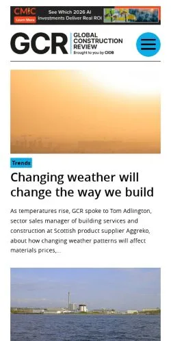스폰서 기사용 영국 매체 Global Construction Review 사이트 미리보기
