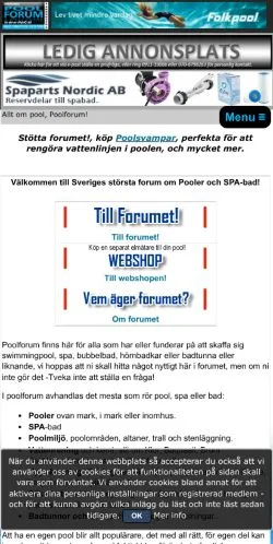 Aperçu du site Poolforum, média de Suède pour articles sponsorisés