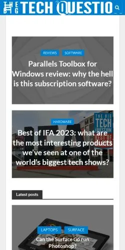 Förhandsvisning av webbplatsen The Big Tech Question, medium i USA för sponsrade artiklar