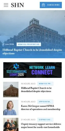 Anteprima del sito Scottish Housing News, media di Regno Unito per articoli sponsorizzati