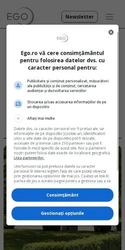 Sponsorlu makaleler için Romanya medyası EGO sitesinin önizlemesi