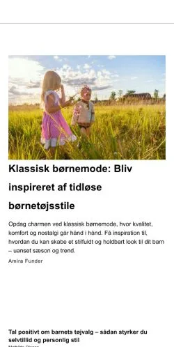 Anteprima del sito barneoutfit.dk, media di Danimarca per articoli sponsorizzati