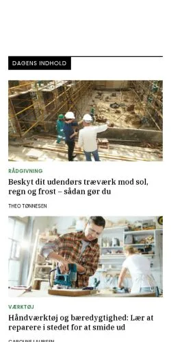Förhandsvisning av webbplatsen bebyggelse.dk, medium i Danmark för sponsrade artiklar
