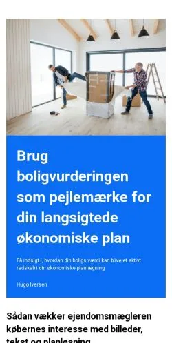 Pré-visualização do site boligfremviser.dk, meio de Dinamarca para artigos patrocinados
