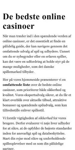 Vista previa del sitio casinoanmelder.dk, medio de Dinamarca para artículos patrocinados