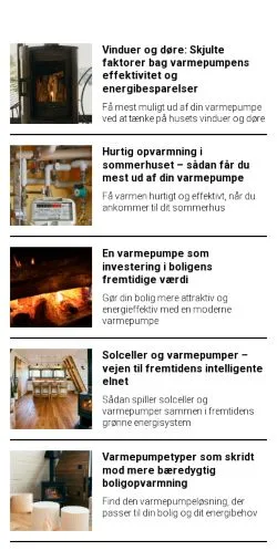 Anteprima del sito danskvarmepumpe.dk, media di Danimarca per articoli sponsorizzati