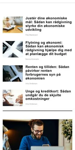 Anteprima del sito direktelaan.dk, media di Danimarca per articoli sponsorizzati