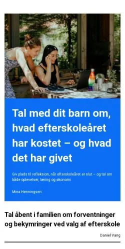 Anteprima del sito efterskoleklar.dk, media di Danimarca per articoli sponsorizzati