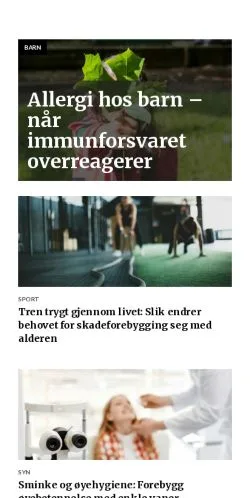 Preview of the kroppsliv.com website, a media outlet in Norway for sponsored articles