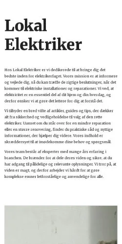 Anteprima del sito lokalelektriker.dk, media di Danimarca per articoli sponsorizzati