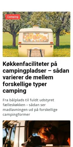 Vorschau der Website merecamping.dk, Medium aus Dänemark für gesponserte Artikel