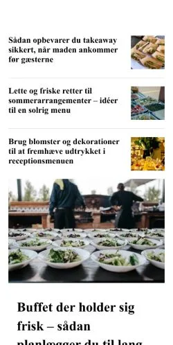 Preview of the merecatering.dk website, a media outlet in Denmark for sponsored articles