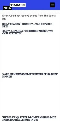 Podgląd witryny NHLtimmen, medium z kraju Szwecja do artykułów sponsorowanych