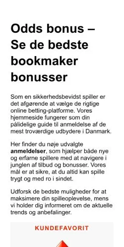 Pré-visualização do site oddsoptakt.dk, meio de Dinamarca para artigos patrocinados