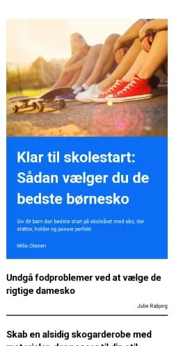 Forhåndsvisning av nettstedet skomode.dk, medium fra Danmark for sponsede artikler