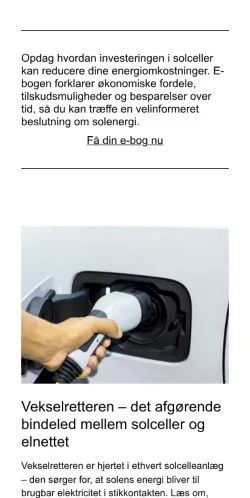 Voorbeeld van de site solcelleoverblik.dk, medium uit Denemarken voor gesponsorde artikelen