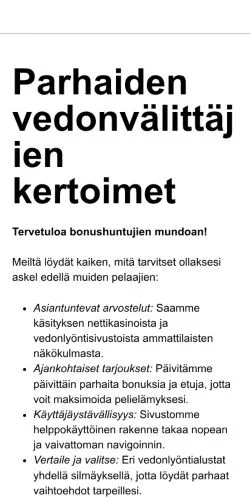 Podgląd witryny topvedot.fi, medium z kraju Finlandia do artykułów sponsorowanych