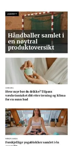Vista previa del sitio treningsmagasin.com, medio de Noruega para artículos patrocinados