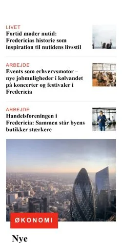 Vista previa del sitio voresfredericia.dk, medio de Dinamarca para artículos patrocinados