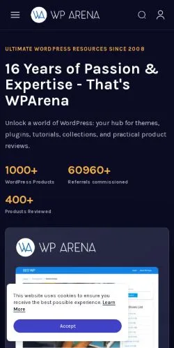 Forhåndsvisning av nettstedet WPArena WordPress, medium fra USA for sponsede artikler