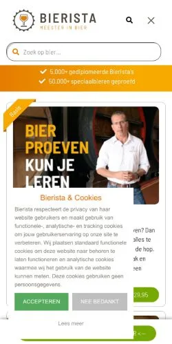 Podgląd witryny Bierista Bieropleiding, medium z kraju Holandia do artykułów sponsorowanych