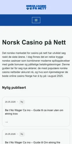 Anteprima del sito NorskcasinoPåNett, media di Norvegia per articoli sponsorizzati