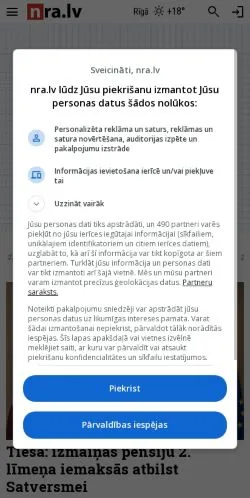 Podgląd witryny Nra, medium z kraju Łotwa do artykułów sponsorowanych