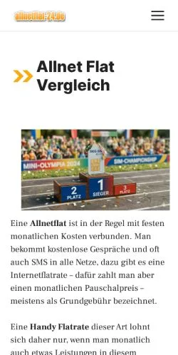 Preview of the Allnet Flat Vergleich website, a media outlet in Germany for sponsored articles