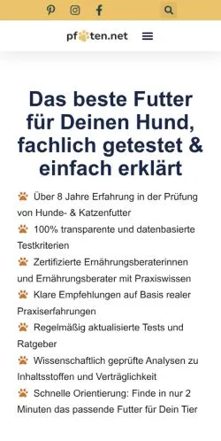 Anteprima del sito Pfoten Magazin, media di Germania per articoli sponsorizzati