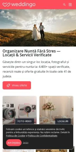 Förhandsvisning av webbplatsen Weddingo, medium i Rumänien för sponsrade artiklar