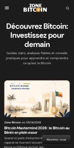 Förhandsvisning av webbplatsen ZoneBitcoin, medium i Frankrike för sponsrade artiklar
