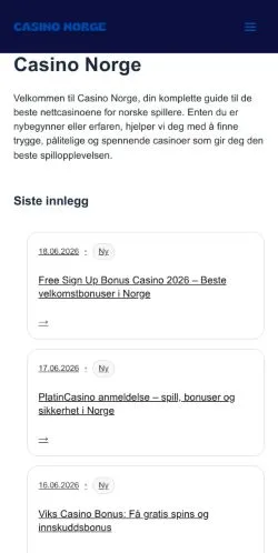 Podgląd witryny Casino Norge, medium z kraju Norwegia do artykułów sponsorowanych