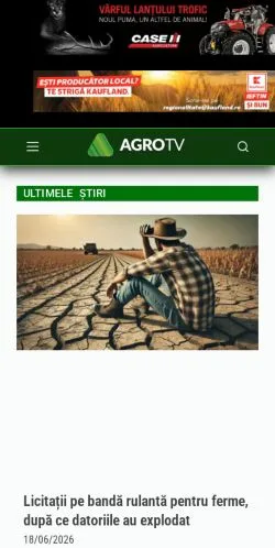 Anteprima del sito Agro TV, media di Romania per articoli sponsorizzati