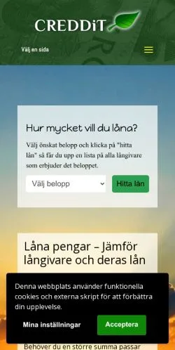 Aperçu du site Creddit, média de Suède pour articles sponsorisés