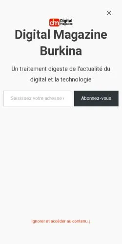 Anteprima del sito Digital Magazine Burkina, media di Francia per articoli sponsorizzati
