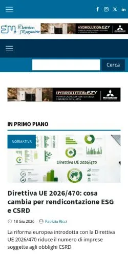 Podgląd witryny ElettricoMagazine, medium z kraju Włochy do artykułów sponsorowanych