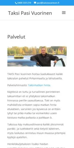 Vista previa del sitio Taksi Pasi Vuorinen, medio de Finlandia para artículos patrocinados