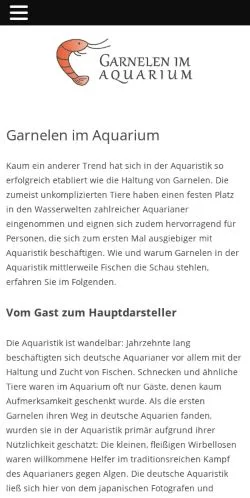 Anteprima del sito Garnelen Im Aquarium, media di Germania per articoli sponsorizzati