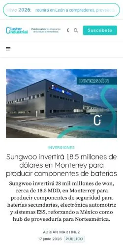 Podgląd witryny Cluster Industrial, medium z kraju Meksyk do artykułów sponsorowanych