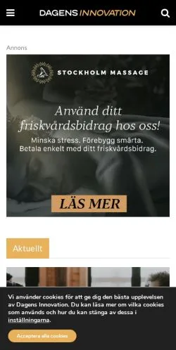 Podgląd witryny Dagens Innovation, medium z kraju Szwecja do artykułów sponsorowanych