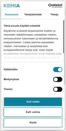 Anteprima del sito Kemia-Lehti, media di Finlandia per articoli sponsorizzati