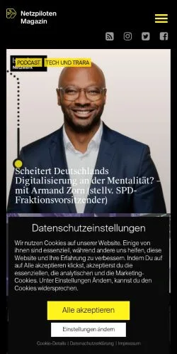 Anteprima del sito Netzpiloten, media di Germania per articoli sponsorizzati