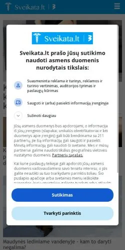 Anteprima del sito Sveikata.lt, media di Lituania per articoli sponsorizzati
