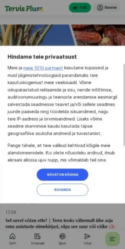 スポンサード記事向けのエストニアメディア、Tervis Plussのサイトプレビュー