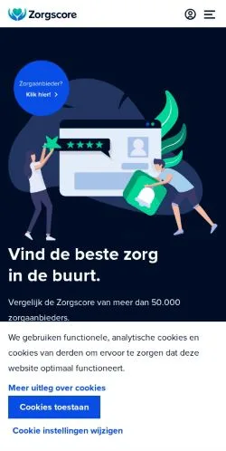 Pré-visualização do site Zorgscore, meio de Países Baixos para artigos patrocinados