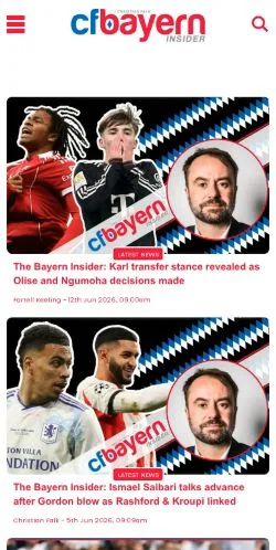 Podgląd witryny Christian Falk's Bayern Insider, medium z kraju Stany Zjednoczone do artykułów sponsorowanych