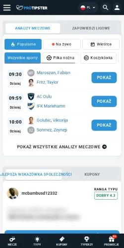 Vorschau der Website ProTipster, Medium aus Polen für gesponserte Artikel